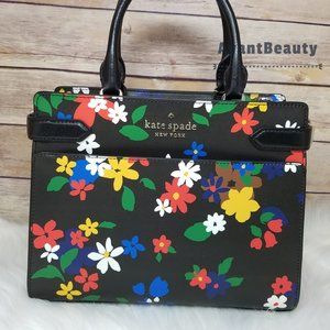 kate spade, Bags, Kate Spade New York Black Floral Staci Sailin Leather  Crossbody Bag